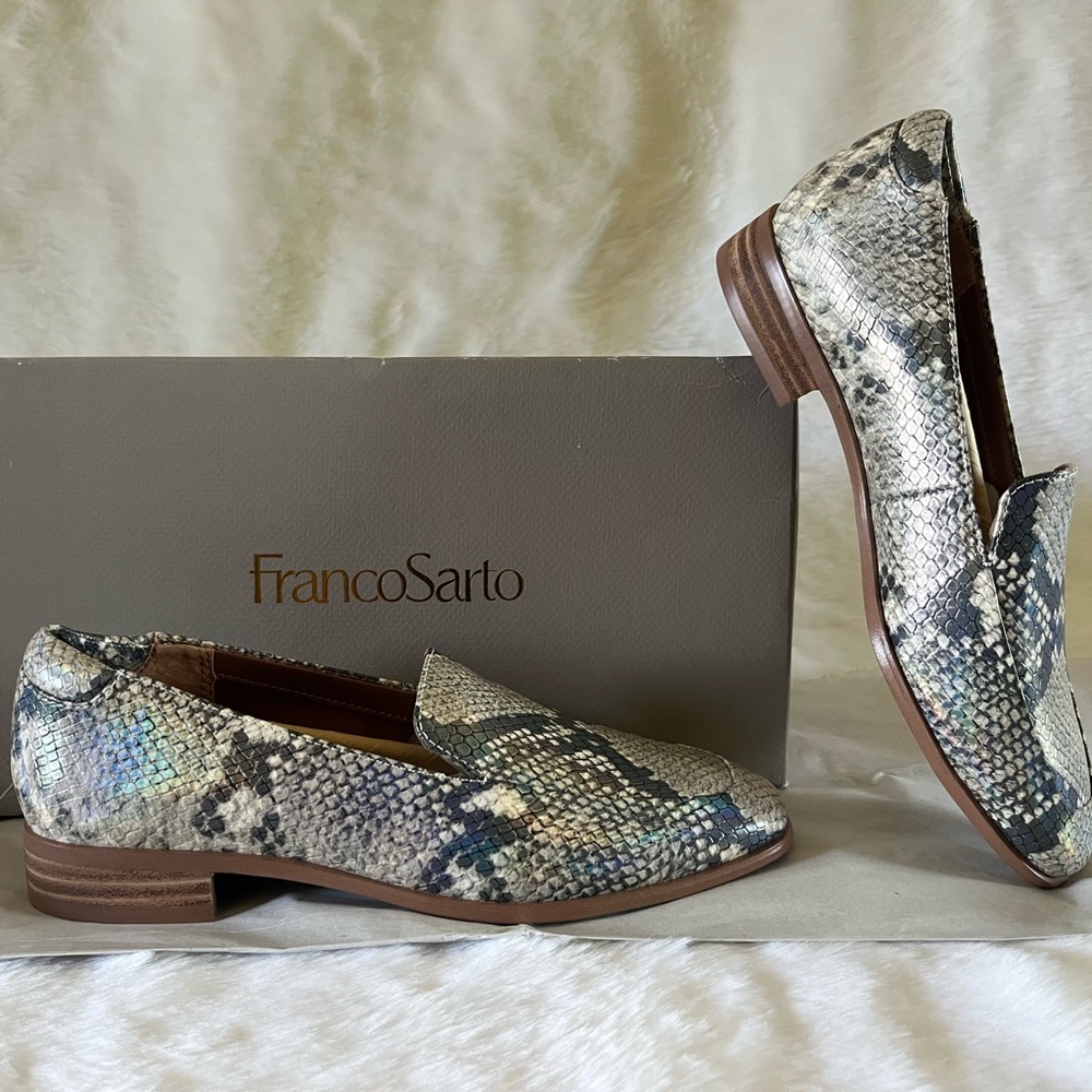 Today ONLY! $55 Franco Sarto Women's Leather Iridescent Snakeskin Loafers